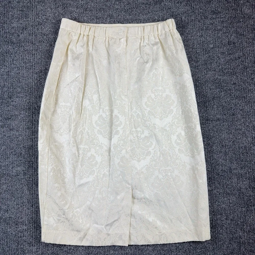 White Floral Skirt Womens 12 Jacquard Pencil Knee Length Formal Wedding Party